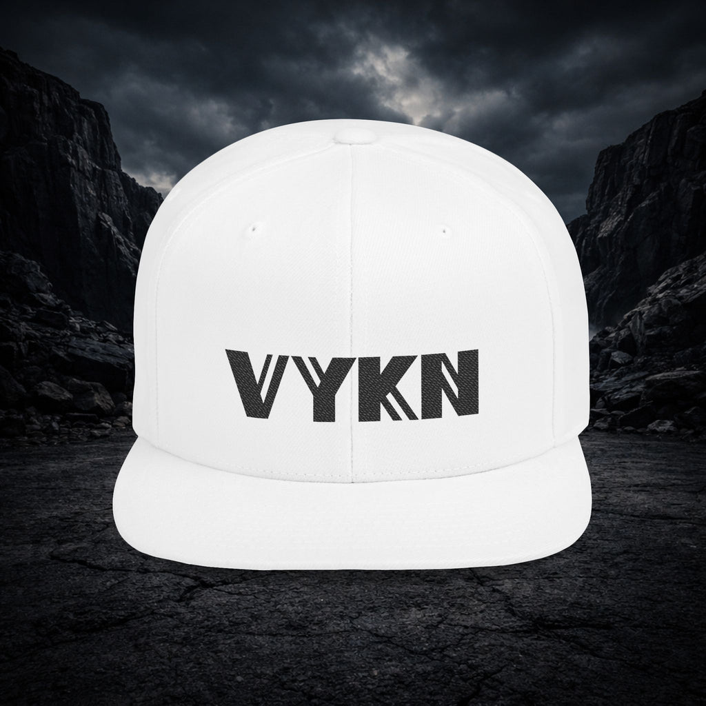 VYKN™ Flat Bill Snapback Hat - Black Logo